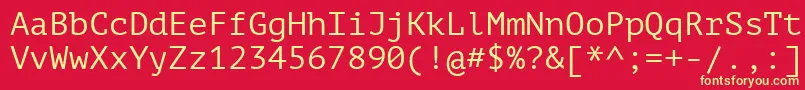 フォントPtMono – 黄色の文字、赤い背景