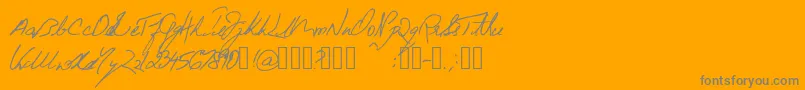 Więcej informacji o czcionce BeneathTheFloorboards Czcionka BeneathTheFloorboards – szare czcionki na pomarańczowym tle