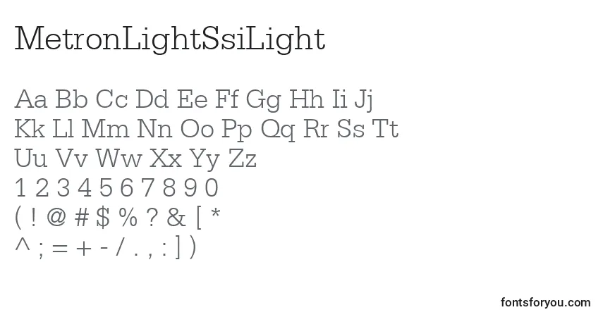 MetronLightSsiLight-fontti – aakkoset, numerot, erikoismerkit