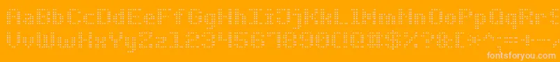BoldDotDigital7-fontti – vaaleanpunaiset fontit oranssilla taustalla