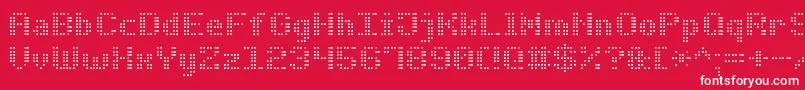 BoldDotDigital7 Font – White Fonts on Red Background