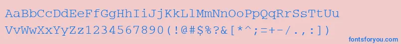 フォントPcCharsetRegular – ピンクの背景に青い文字