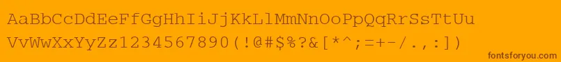 Подробнее о шрифте PcCharsetRegular Шрифт PcCharsetRegular – коричневые шрифты на оранжевом фоне