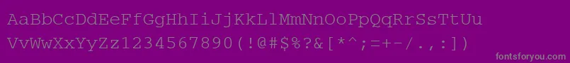 Lisätietoja PcCharsetRegular-fontista PcCharsetRegular-fontti – harmaat kirjasimet violetilla taustalla