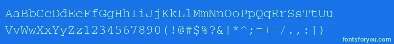 Шрифт PcCharsetRegular – зелёные шрифты на синем фоне