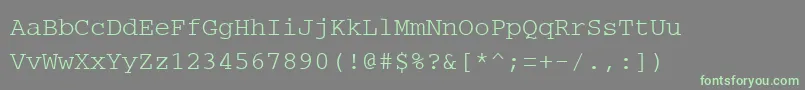 Fonte PcCharsetRegular – fontes verdes em um fundo cinza