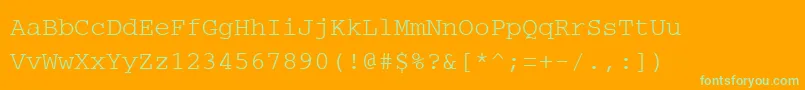 Saiba mais sobre a fonte PcCharsetRegular Fonte PcCharsetRegular – fontes verdes em um fundo laranja
