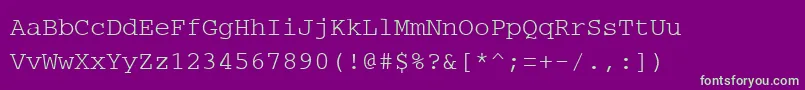 PcCharsetRegular-Schriftart – Grüne Schriften auf violettem Hintergrund
