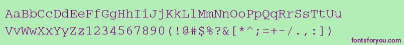 PcCharsetRegular Font – Purple Fonts on Green Background