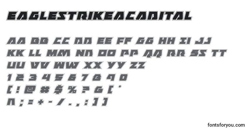 A fonte Eaglestrikeacadital – alfabeto, números, caracteres especiais