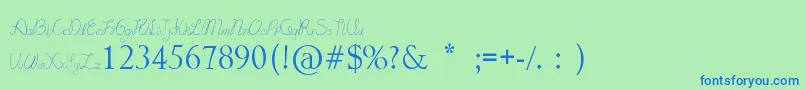 Шрифт LydekeHandwrithing – синие шрифты на зелёном фоне