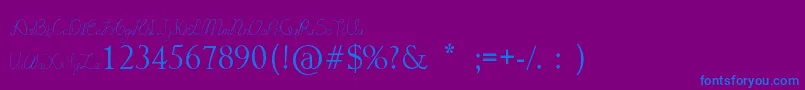 フォントLydekeHandwrithing – 紫色の背景に青い文字