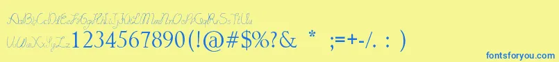 LydekeHandwrithing Font – Blue Fonts on Yellow Background