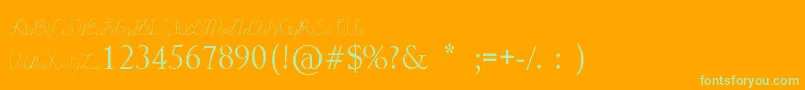Шрифт LydekeHandwrithing – зелёные шрифты на оранжевом фоне