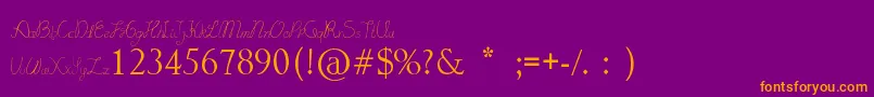 LydekeHandwrithing Font – Orange Fonts on Purple Background