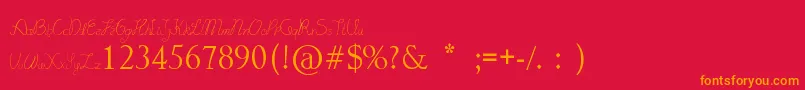 LydekeHandwrithing Font – Orange Fonts on Red Background