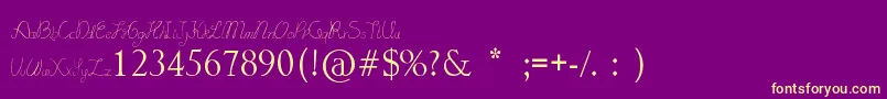 LydekeHandwrithing Font – Yellow Fonts on Purple Background