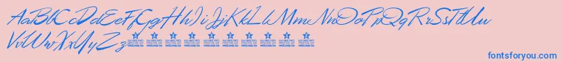 DesertQueenPersonalUse-Schriftart – Blaue Schriften auf rosa Hintergrund