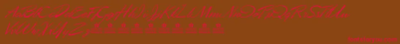 フォントDesertQueenPersonalUse – 赤い文字が茶色の背景にあります。