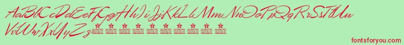 DesertQueenPersonalUse Font – Red Fonts on Green Background