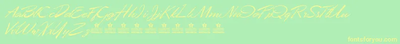 DesertQueenPersonalUse-Schriftart – Gelbe Schriften auf grünem Hintergrund