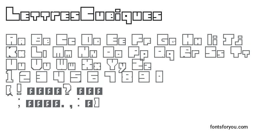 Czcionka LettresCubiques – alfabet, cyfry, specjalne znaki