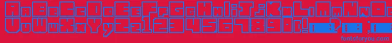 LettresCubiques Font – Blue Fonts on Red Background