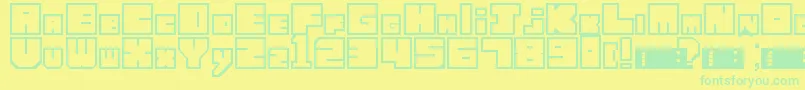 LettresCubiques Font – Green Fonts on Yellow Background