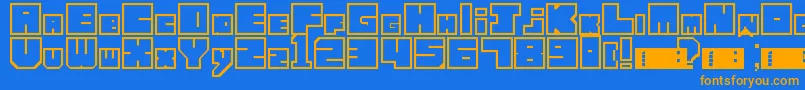 LettresCubiques Font – Orange Fonts on Blue Background