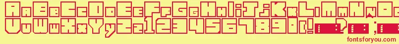 LettresCubiques Font – Red Fonts on Yellow Background
