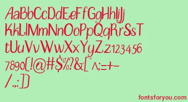 DisguiseSlim font – Red Fonts On Green Background