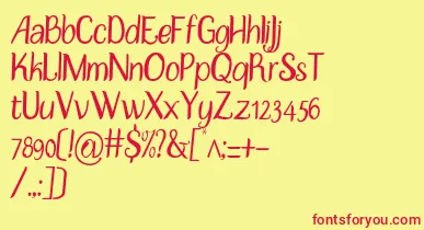 DisguiseSlim font – Red Fonts On Yellow Background