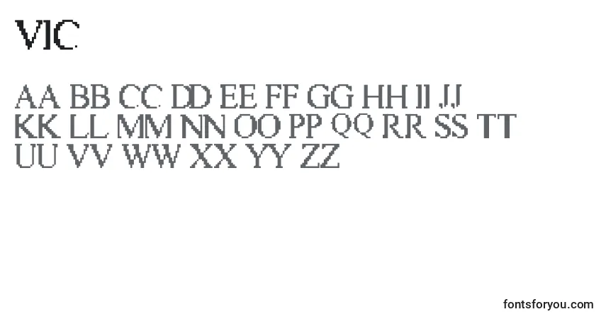 Czcionka Vic – alfabet, cyfry, specjalne znaki