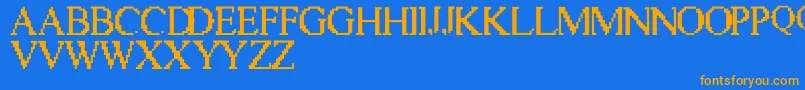 フォントVic – オレンジ色の文字が青い背景にあります。
