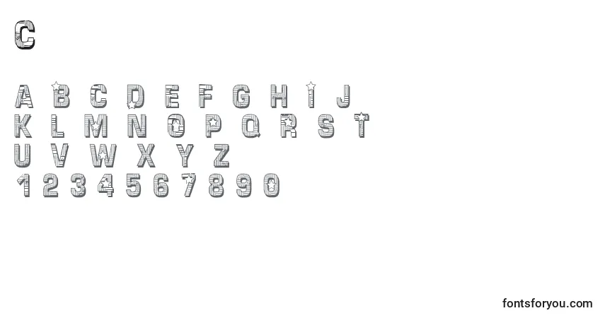 A fonte Cfdallasstars – alfabeto, números, caracteres especiais