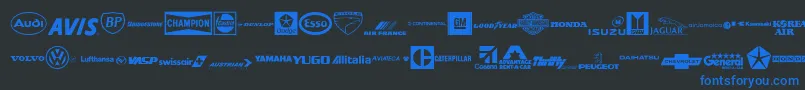 フォントTransportRegular – 黒い背景に青い文字