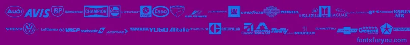 TransportRegular-fontti – siniset fontit violetilla taustalla