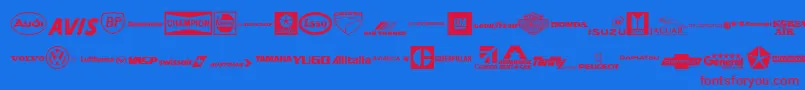 TransportRegular Font – Red Fonts on Blue Background