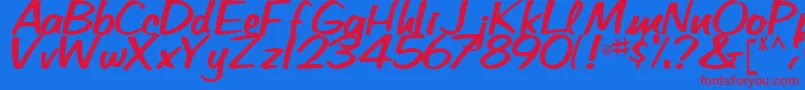 BetaRegularTtstd-Schriftart – Rote Schriften auf blauem Hintergrund