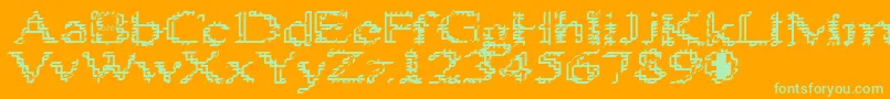 HeatSinks386 Font – Green Fonts on Orange Background