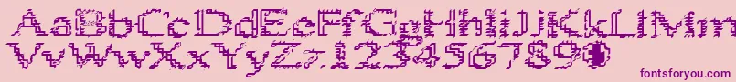 HeatSinks386 Font – Purple Fonts on Pink Background