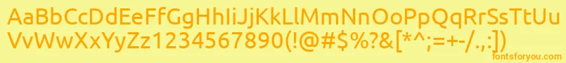 フォントUbuntuRegular – オレンジの文字が黄色の背景にあります。
