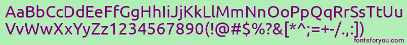 UbuntuRegular-Schriftart – Violette Schriften auf grünem Hintergrund