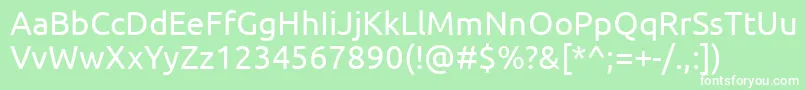 UbuntuRegular-fontti – valkoiset fontit vihreällä taustalla