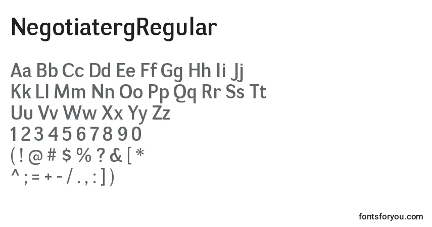 A fonte NegotiatergRegular – alfabeto, números, caracteres especiais