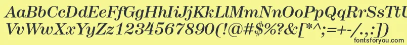 Fonte HerculesmediumItalic – fontes pretas em um fundo amarelo