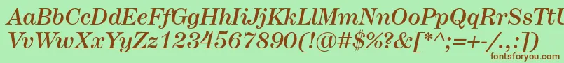 Fonte HerculesmediumItalic – fontes marrons em um fundo verde