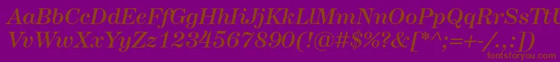 Fonte HerculesmediumItalic – fontes marrons em um fundo roxo