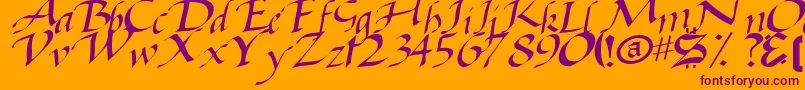 フォントBaggageRegularTtstd – オレンジの背景に紫のフォント