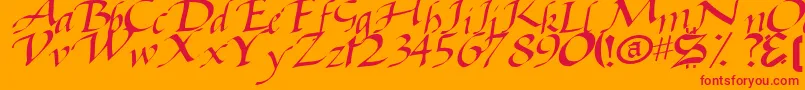 BaggageRegularTtstd-Schriftart – Rote Schriften auf orangefarbenem Hintergrund